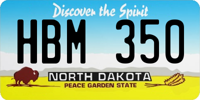 ND license plate HBM350