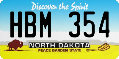 ND license plate HBM354