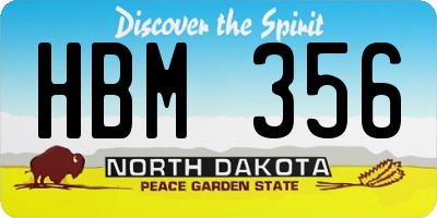 ND license plate HBM356