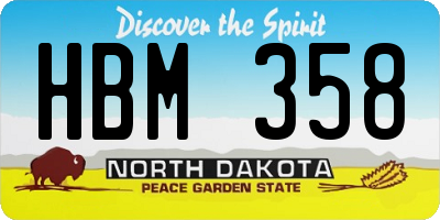 ND license plate HBM358