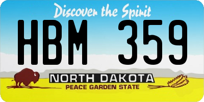 ND license plate HBM359