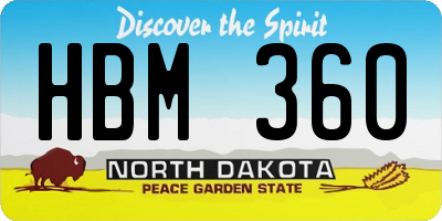 ND license plate HBM360