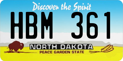 ND license plate HBM361