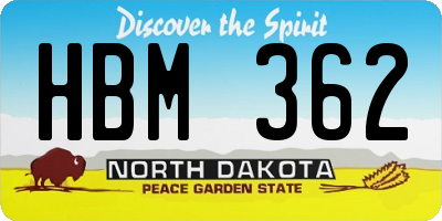 ND license plate HBM362