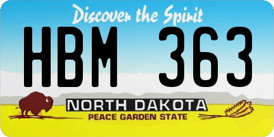 ND license plate HBM363