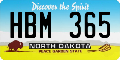 ND license plate HBM365