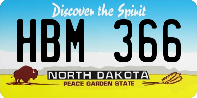 ND license plate HBM366