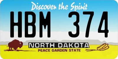 ND license plate HBM374