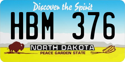 ND license plate HBM376