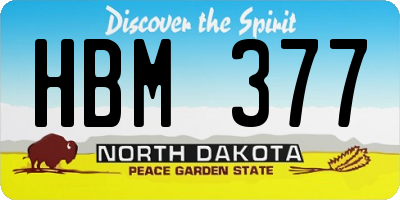 ND license plate HBM377