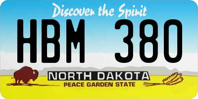 ND license plate HBM380