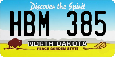 ND license plate HBM385
