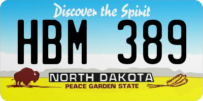 ND license plate HBM389