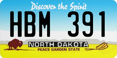 ND license plate HBM391