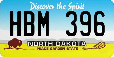 ND license plate HBM396