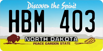 ND license plate HBM403