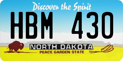 ND license plate HBM430