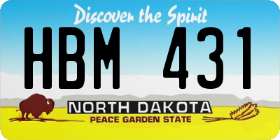 ND license plate HBM431