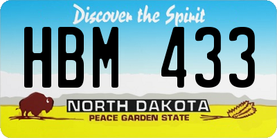 ND license plate HBM433