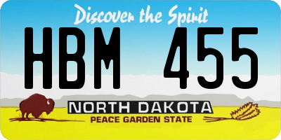 ND license plate HBM455