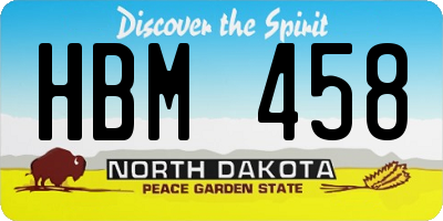 ND license plate HBM458