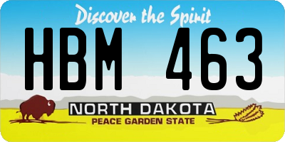 ND license plate HBM463