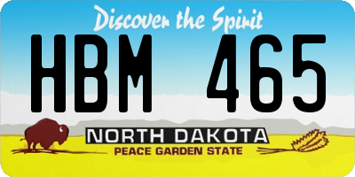 ND license plate HBM465