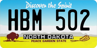 ND license plate HBM502