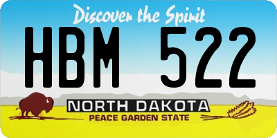 ND license plate HBM522