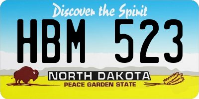 ND license plate HBM523