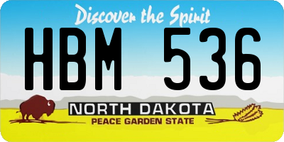 ND license plate HBM536