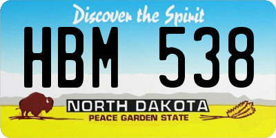 ND license plate HBM538