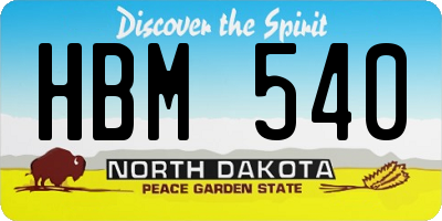 ND license plate HBM540