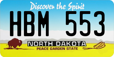 ND license plate HBM553