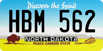ND license plate HBM562