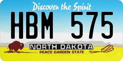 ND license plate HBM575