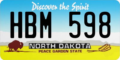 ND license plate HBM598