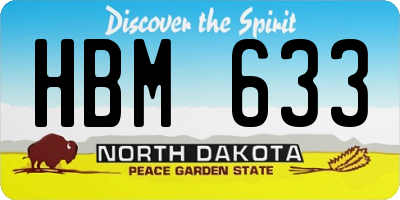 ND license plate HBM633