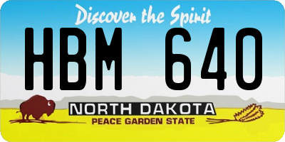 ND license plate HBM640