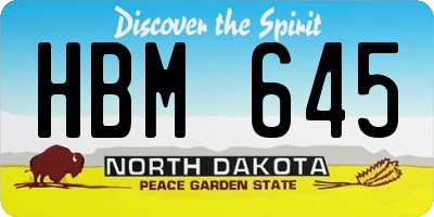 ND license plate HBM645