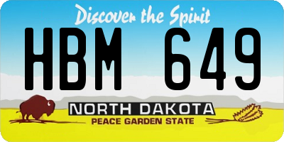 ND license plate HBM649