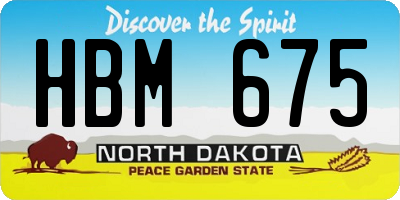 ND license plate HBM675