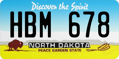 ND license plate HBM678