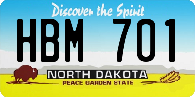 ND license plate HBM701