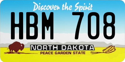 ND license plate HBM708