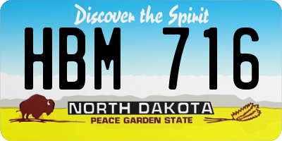 ND license plate HBM716