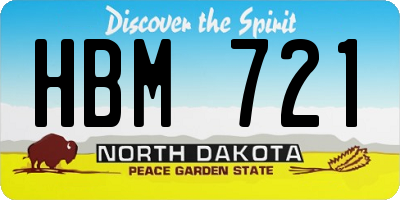 ND license plate HBM721