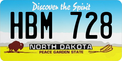 ND license plate HBM728