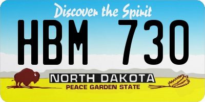 ND license plate HBM730