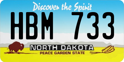 ND license plate HBM733